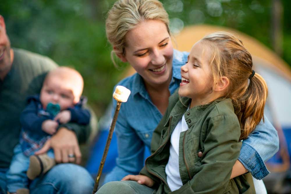 hiking woman with kid